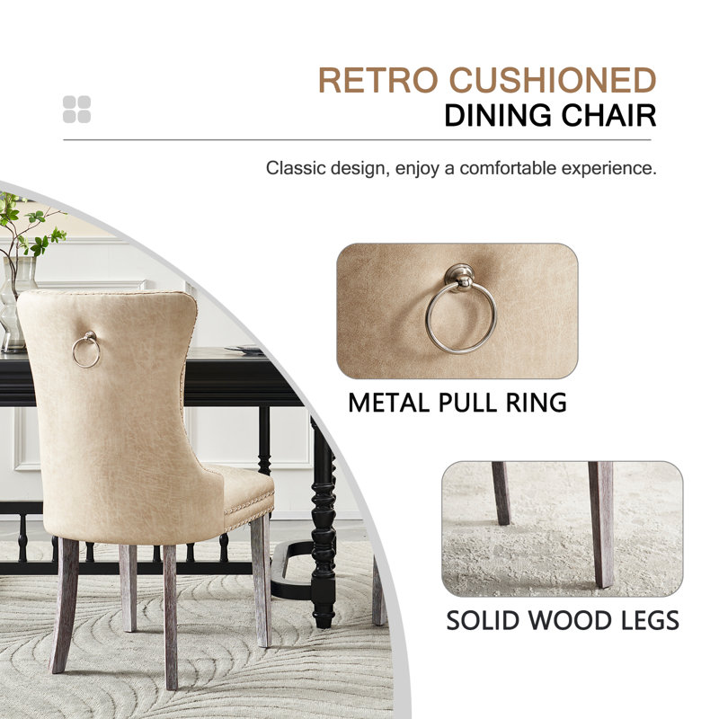 Chaises de salle à manger Parsons beiges (lot de 2), Beige, Argent argent