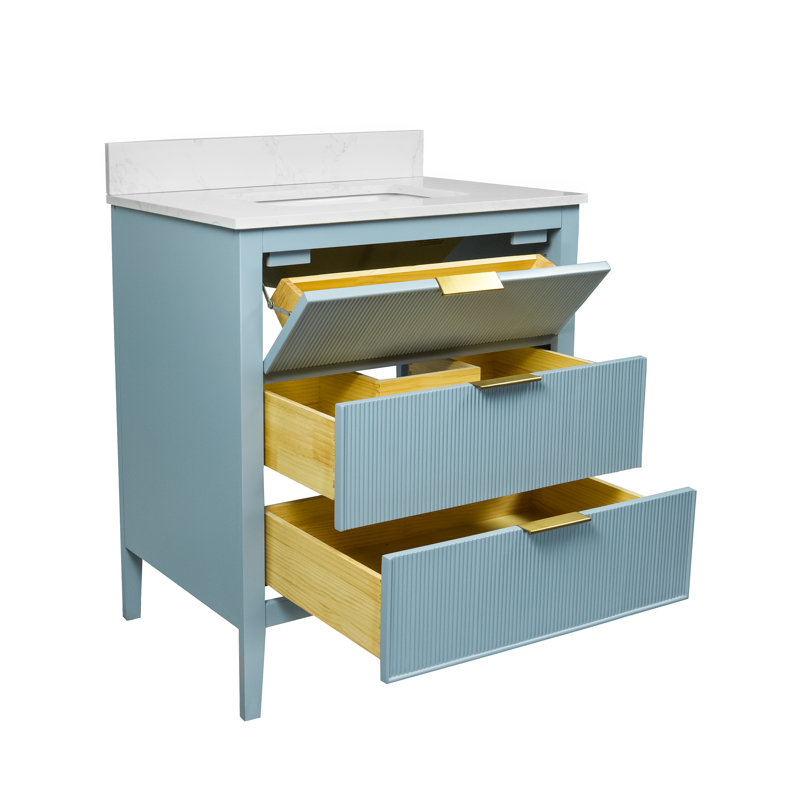 Evelyn Bathroom Vanity, Powder Blue/Gold, 30"