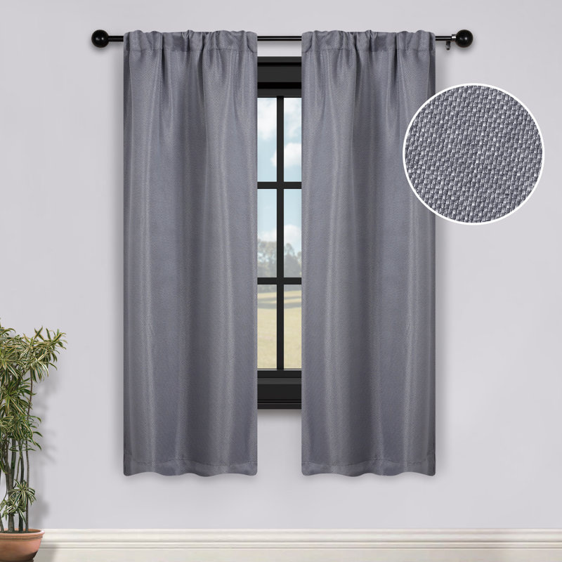 Polyester Thermal Insulated Room Darkening Curtain Panels, 26" W x 63" L, Silver