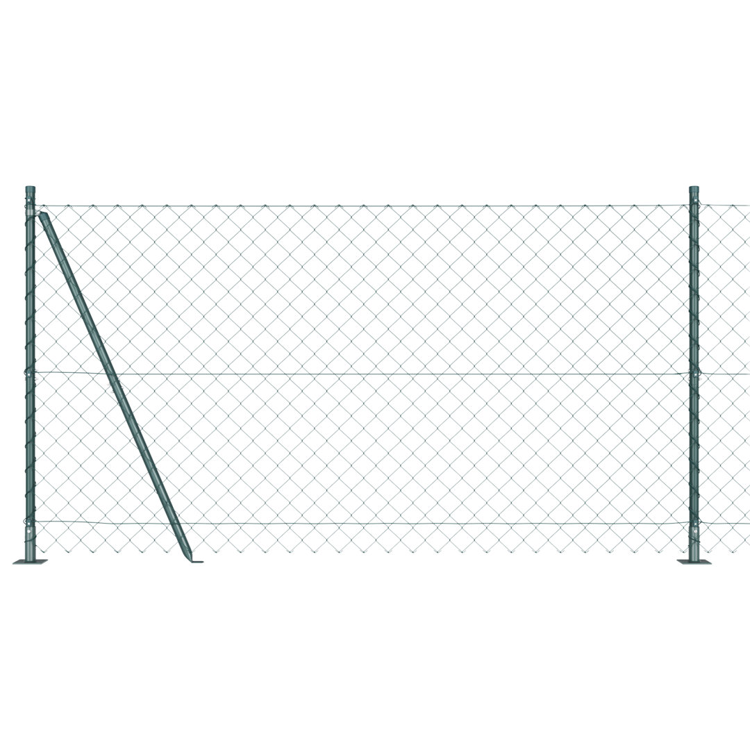 Vidaxl Chain Link Fence With 7 Flanged Posts Galvanised Steel