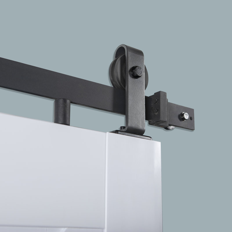 Porte de grange à panneaux en PVC / vinyle Montana avec ensemble de quincaillerie d'installation, 42 po x 84 po, Blanc
