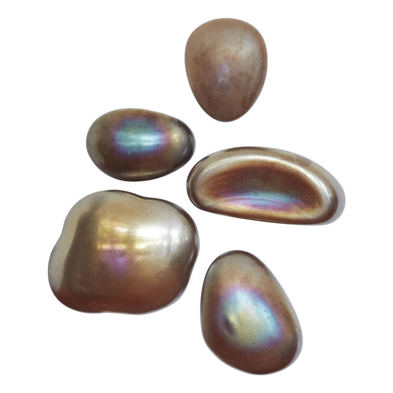 5 Piece Glass Wall Gem Set, Metallic