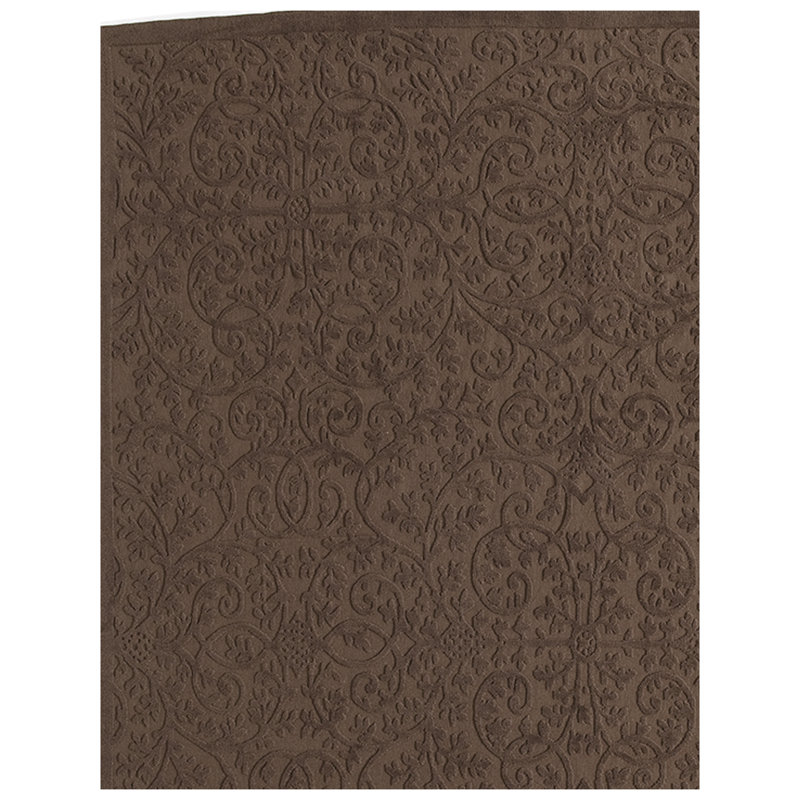 Wool Damask Area Rug in Brown, Rectangle 9' x 12'