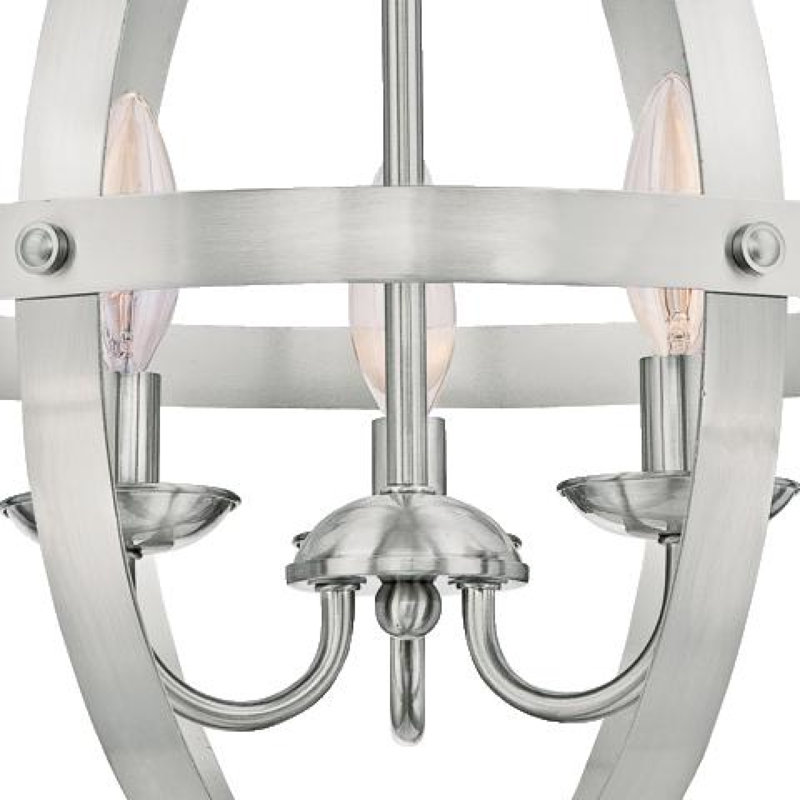 3 - Light Dimmable Geometric Chandelier, Brushed Nickel