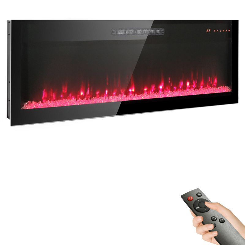 Foyer électrique encastré et mural 60 po avec flamme multicolore 60 po