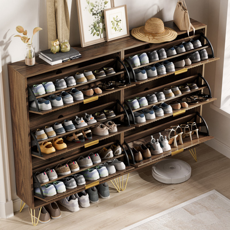Rangement à chaussures 24 paires, 48" H x 31.5" W x 9.4" D, Noyer