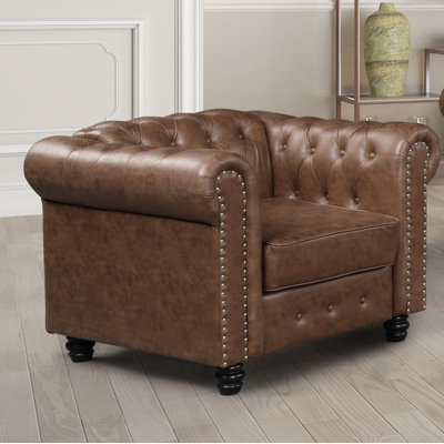 Fauteuil en lin touffeté 39 po