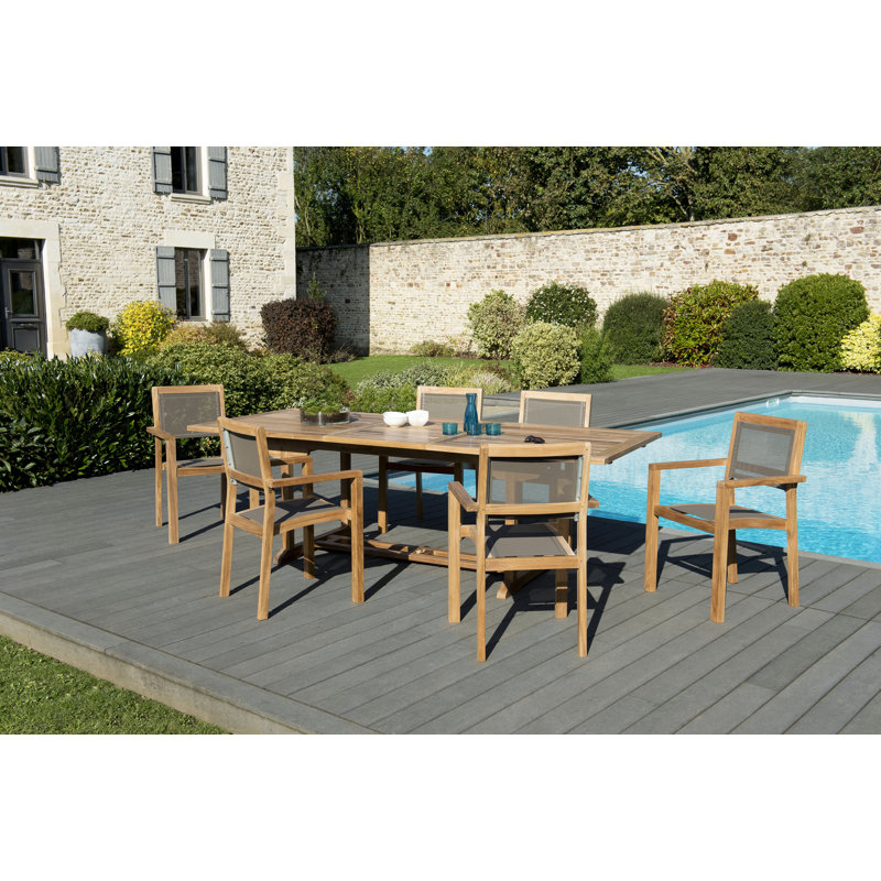 Woehler 6 - Person Teak Wood Patio Dining Set with Rectangular Table