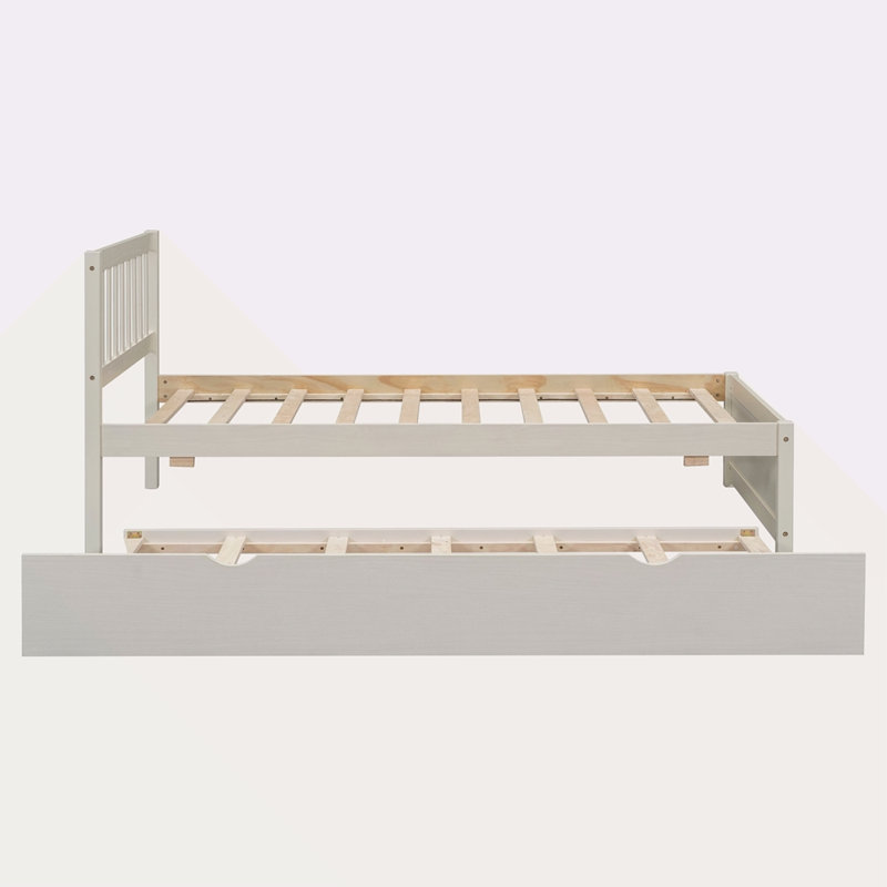 Structure de lit plateforme en bois avec lit gigogne