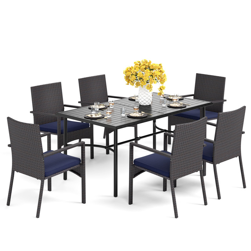 Salem 6 - Person Patio Dining Set with Rectangular Table , Cushions Included
