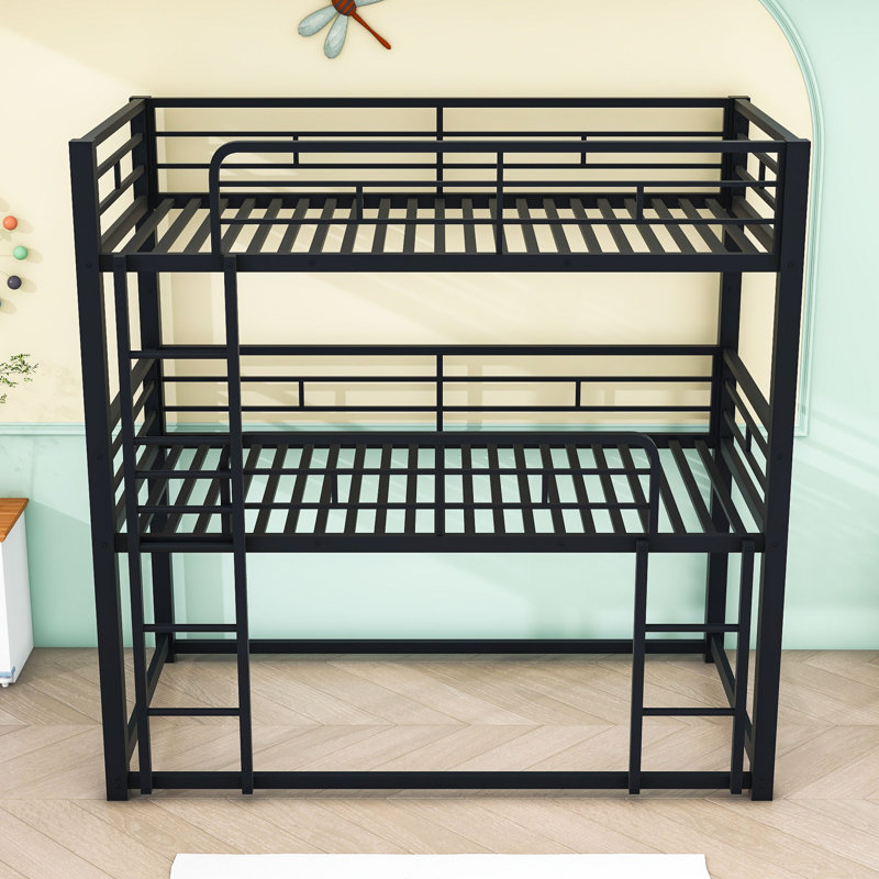 Comburg Kids Twin Over Twin Over Twin Bunk Bed, Silver