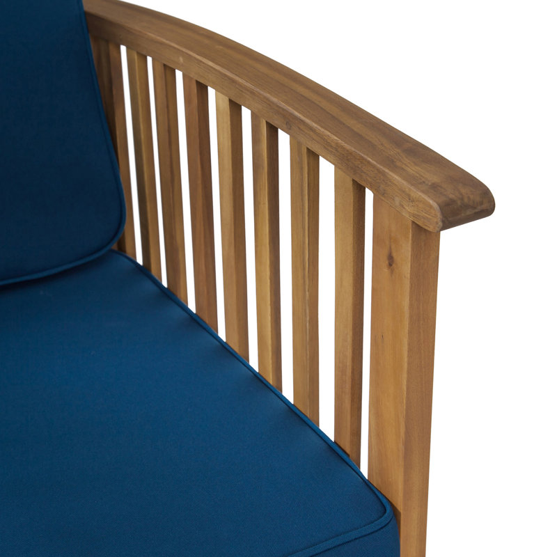 Wood Outdoor Chairs   Of 2  - Enhance Your Patio With Style  2  And Stylish For Backyard Use, Blue Cushion/Natural Frame