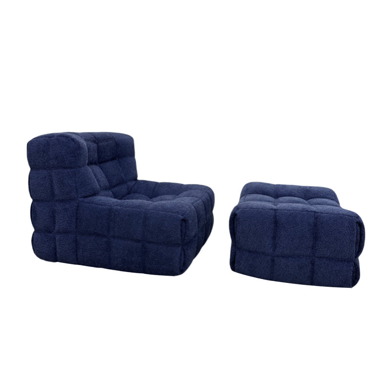 Modern and simple Waffle sofa set, Dark Blue Polyester sherpa