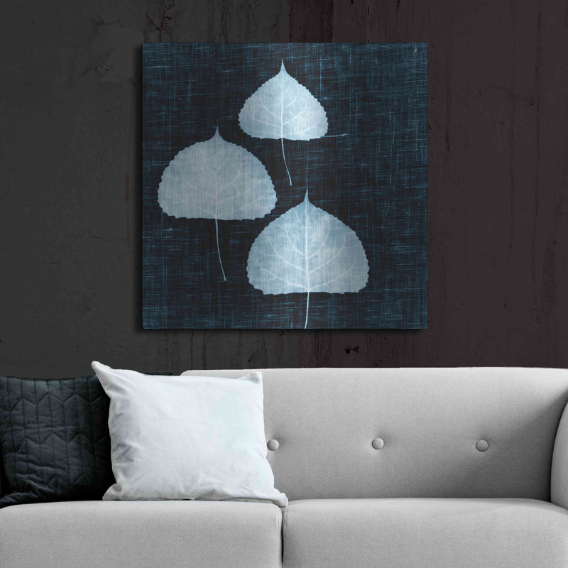 Art luxueux en métal «Leaves On Linen III» par Debra Van «Leaves On Linen III» par Debra Van Swearingen, H 36 po x l 36 po