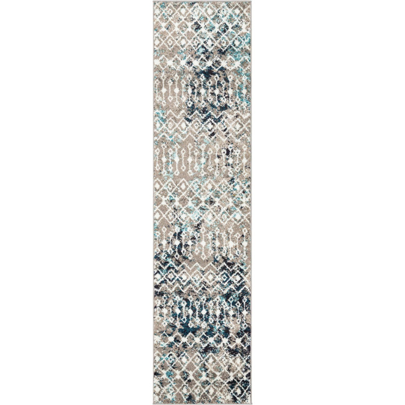 Tapis brun / noir en polypropylène tissé à la machine Briehn, Tapis de couloir 2 pi x 8 pi