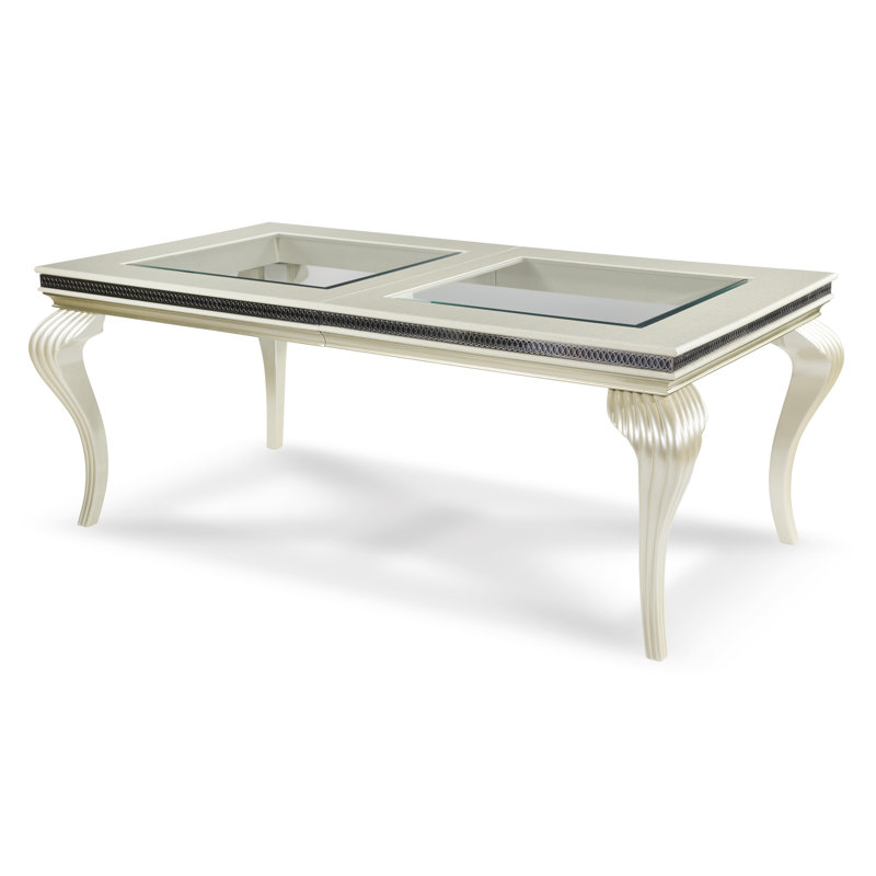 Hollywood Swank Extendable Dining Table, Pearl Caviar