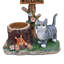 Statue de jardin à énergie solaire pour chat avec jardinière
