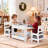 Kids Wood Table & 2 Chairs Set, 4 in 1 Children Activity Table w/Double Bookcase, Blackboard, Toddler Furniture Set-1300834040