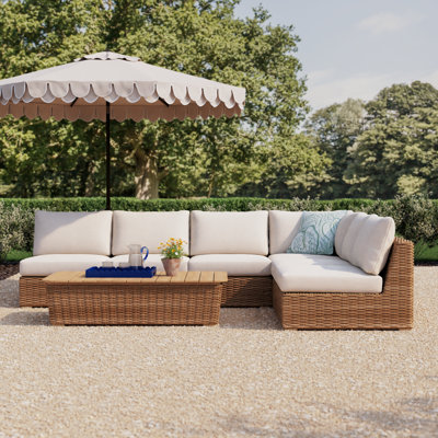 Windsor 5 Piece Aluminum All-Weather Wicker Modular Sofa Set With Olefin Cushion by Birch Lane