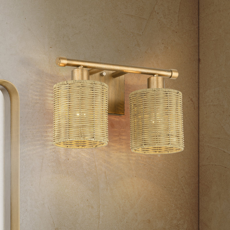 Applique murale 2 lumières Weavington, Doré, H 9,5 po x l 14 po x P 7 po, Deux lumières