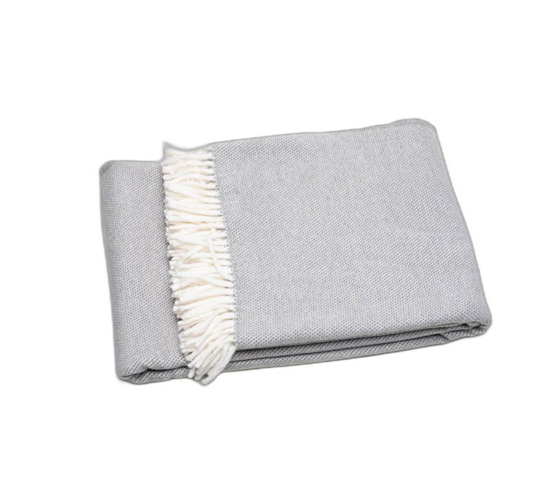 Jeté à franges gris clair Mini Dot
