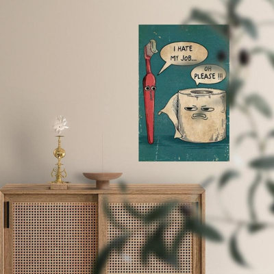 Comedic Toothbross, papier hygiénique, citation de travail, impression sur toile - Urban Studio