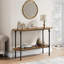 Console d'entrée de 110 cm avec rangement, table basse à 2 niveaux, structure en métal et MDF, brun rustique