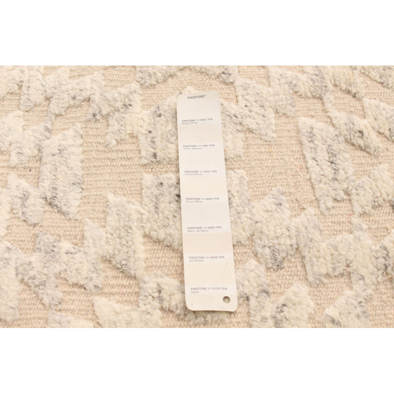 Tapis ivoire en laine noué à la main de conception unique 5 pi 0 po x 8 pi 1 po nouvel âge Inklebarger
