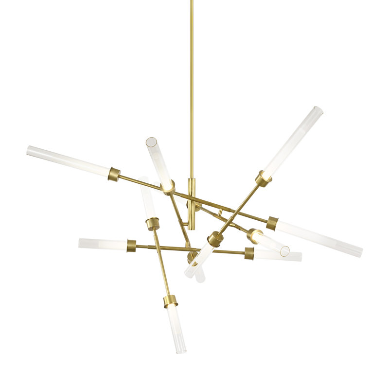 Linger 12 - Light LED Chandelier, Natural Brass