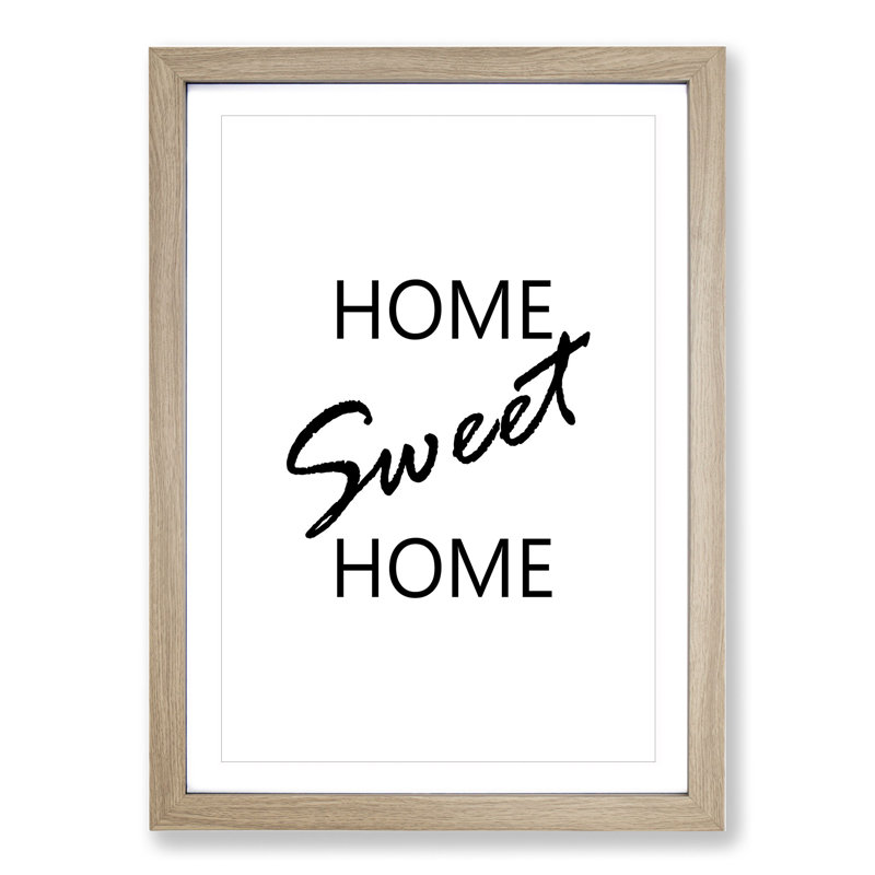 Home Sweet Home - Picture Frame Typography, Oak Framed, 36cm H x 27cm W x 2cm D
