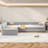 L-Shaped Upholstered Twin Size Daybed with Trundle and Storage Drawer, Velvet/Flannel Sofa Bed for Small Space, Gray-129225793
