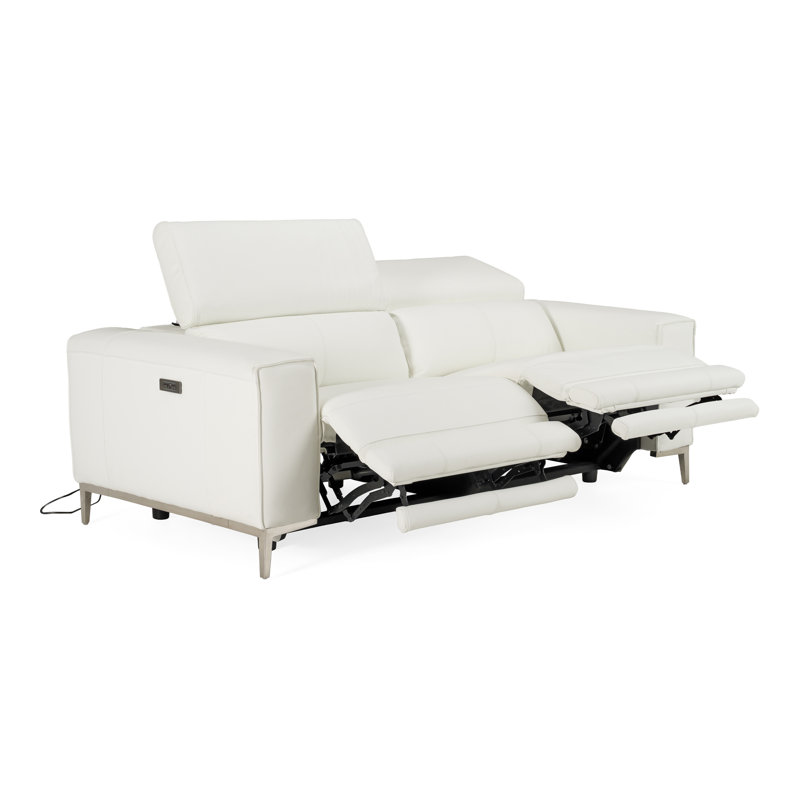 Carey - Canapé moderne en cuir blanc avec 2 fauteuils inclinables