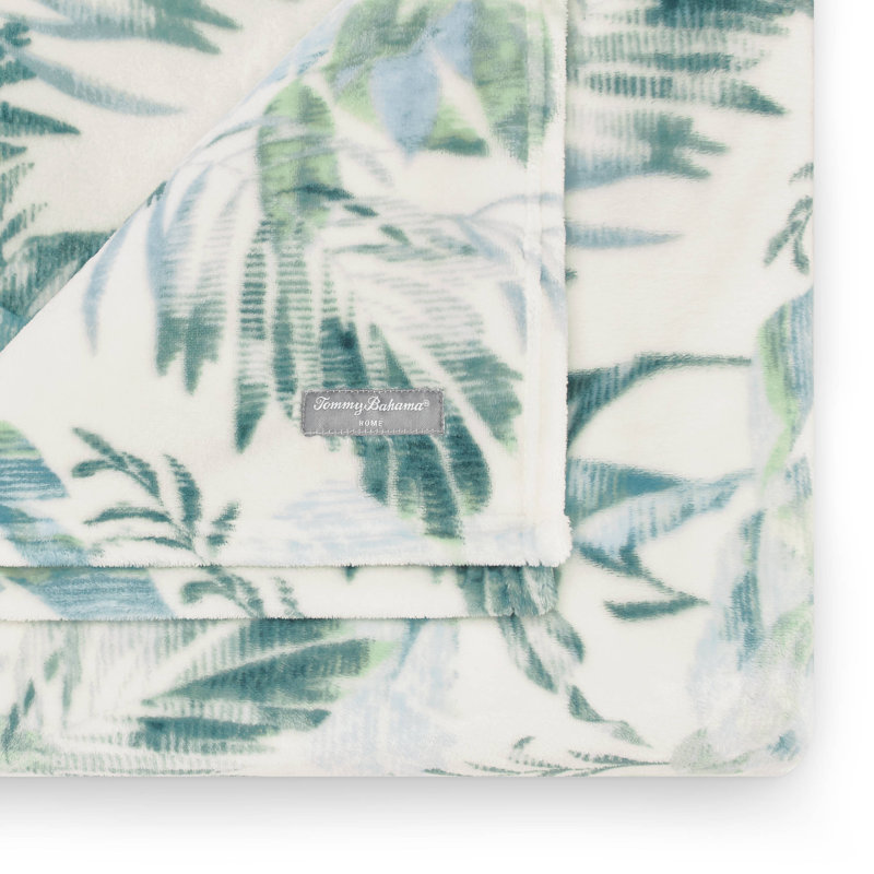 Green and White Cotton Fleece Reversible Throw Blanket