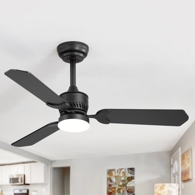 42 Inch Ceiling Fan With Lights, Indoor Mordern Ceiling Fan With Remote Control, Reversible Quiet DC Motor, 6 Speeds, 2 Downrods, For Farmhouse Bedroom Patio Porch