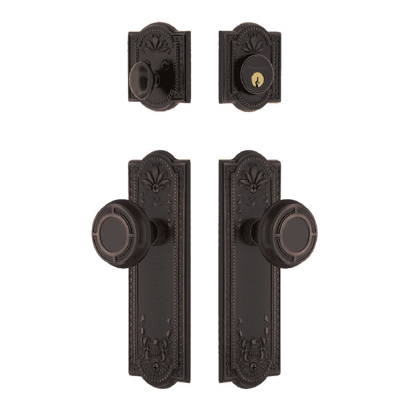 Nostalgic Warehouse Meadows Entry Set with Mission Knob, Timeless Bronze, 2.375