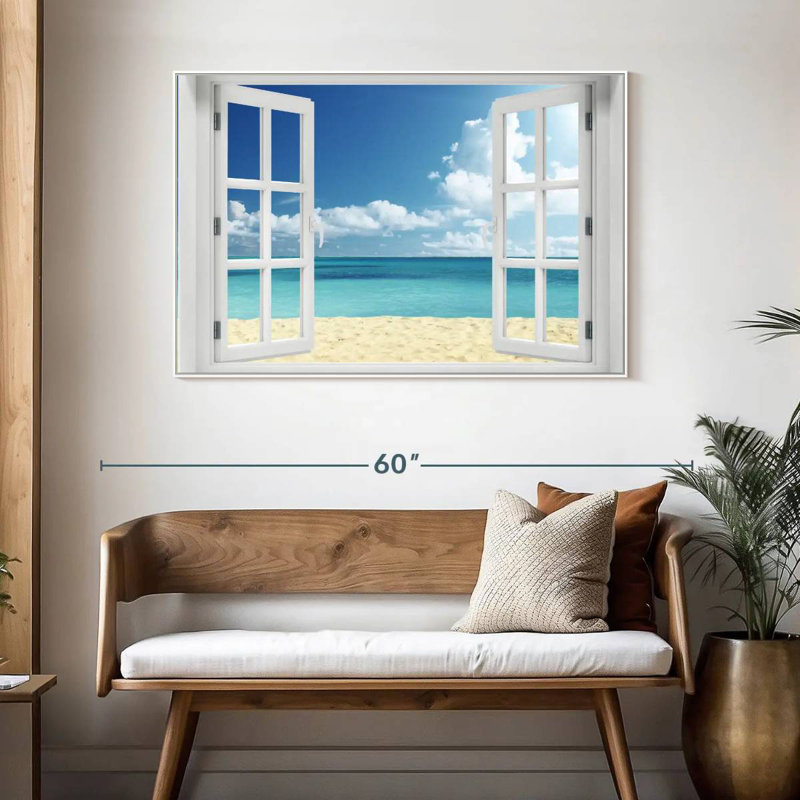 Fenêtre à distance Azemar, 46 po x 31 po, Cadre flottant blanc