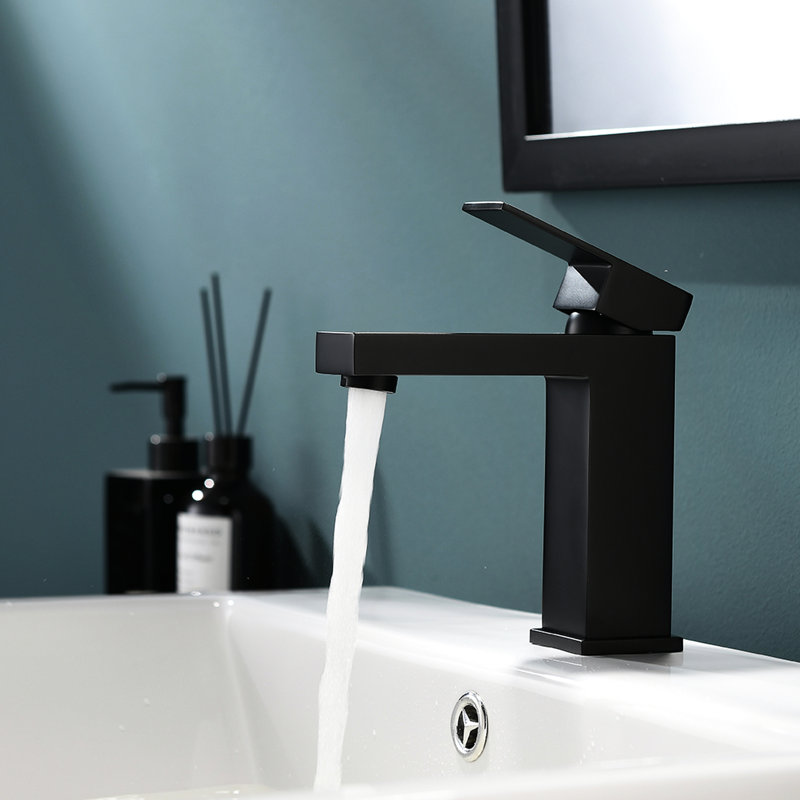 Robinet d'évier noir brossé - pour salle de bain et surface facile à nettoyer