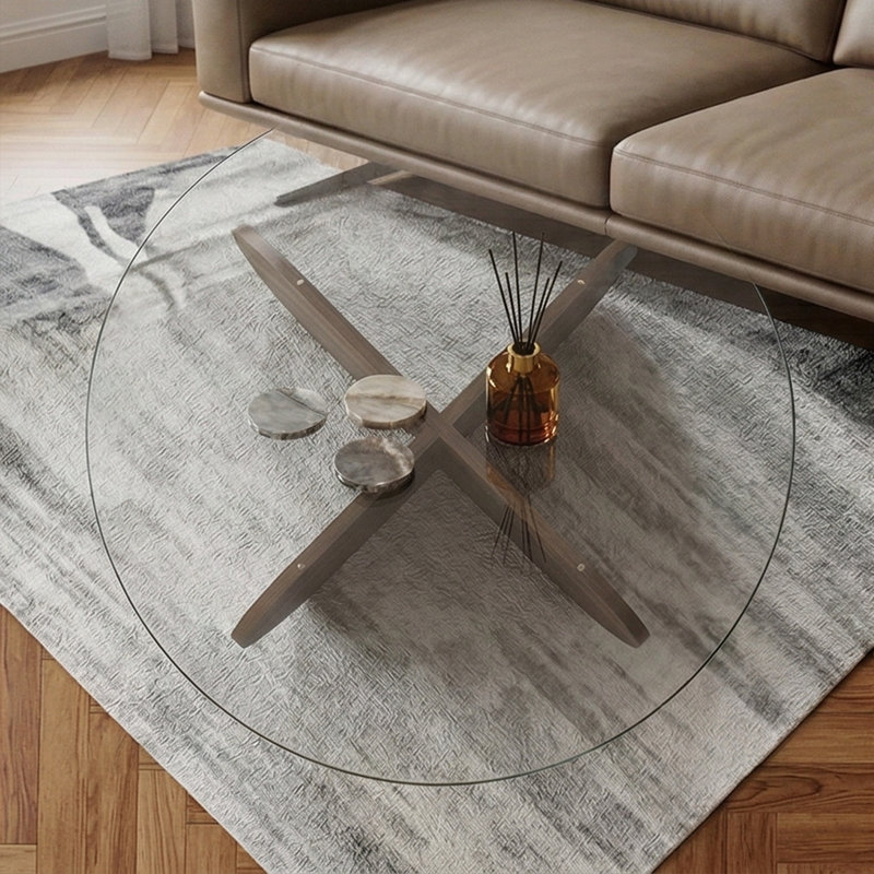 Table basse Arlo, Transparent, Noyer