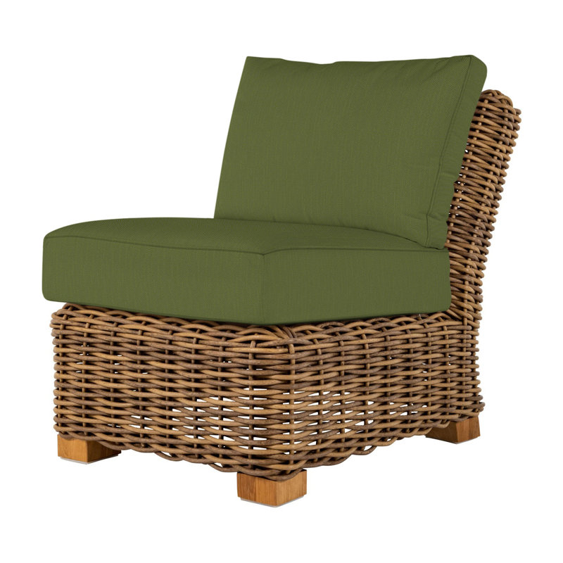 Montauk Patio Chair with Cushions, Welt, Linen Forest, Standard Plus