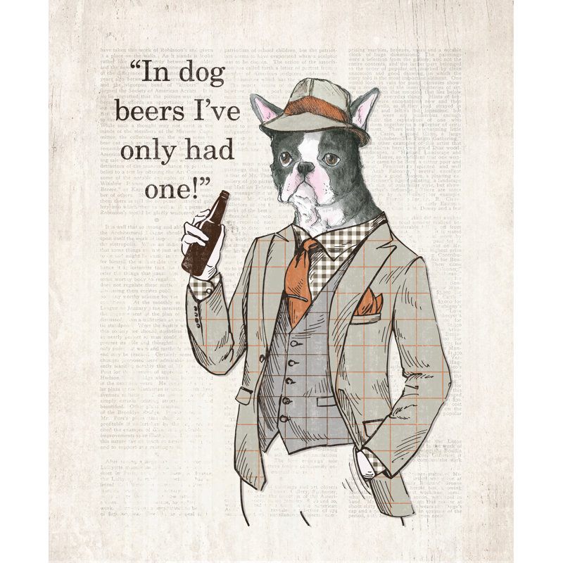 In Dog Beers - Painting Print, 91 cm H x 61 cm W, Black Floater Framed
