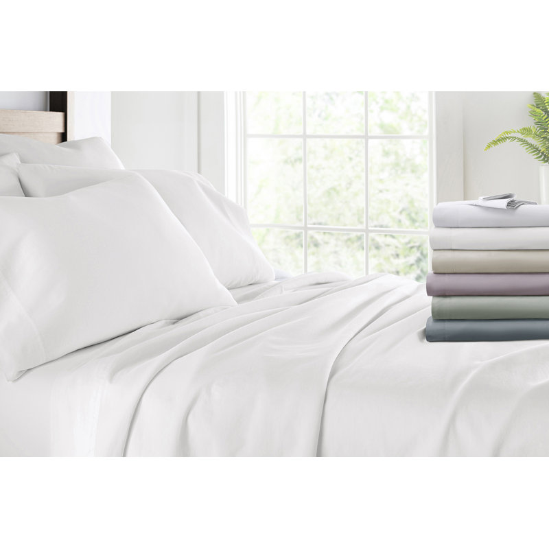 Twin White Cotton Solid Sheet Set with Pillowcase