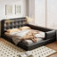Grand lit plateforme tapissier avec 2 lampes de lecture -1519111330