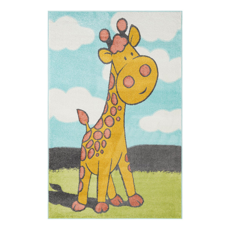 Tapis pour enfant Unique Loom Giraffe Whimsy, Rectangle 5 pi 3 po x 8 pi