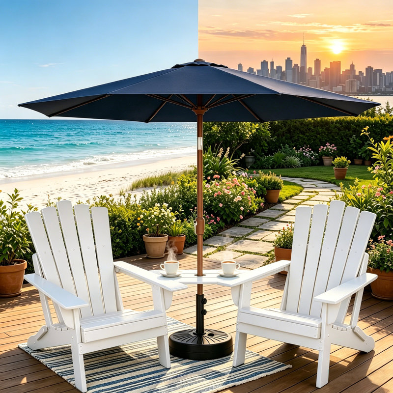Set Of 2 Folding-Adirondack-Chairs With Connecting Tray, White