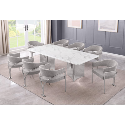 Ensemble repas 87 "x 42" Grand Marble
