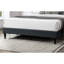 Grand lit moderne avec tête de lit en toile de jute, couleur gris anthracite, garniture cloutée sophistiquée, sans sommier pour lit en tissu de chambre à coucher, tête de lit inclinée-601090545