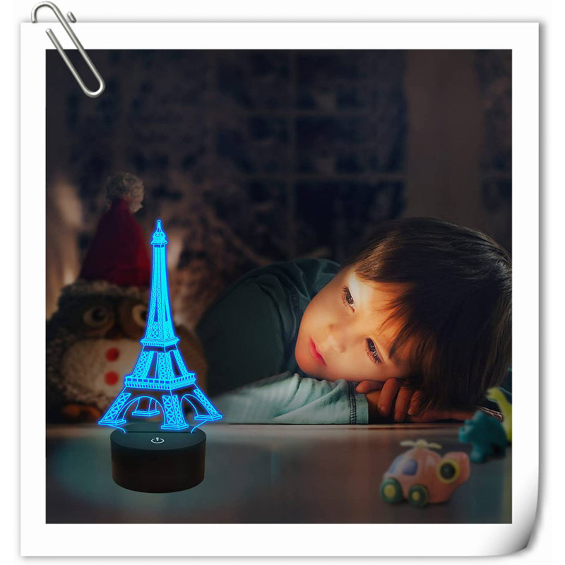 Eiffel Tower Nightlight 3D Illusion Lamp Visual Bedroom Decoration LED Lamp With Remote Control 16 Colour Changing Paris Fashion Style Acrylic Gifts For Birthday Xmas