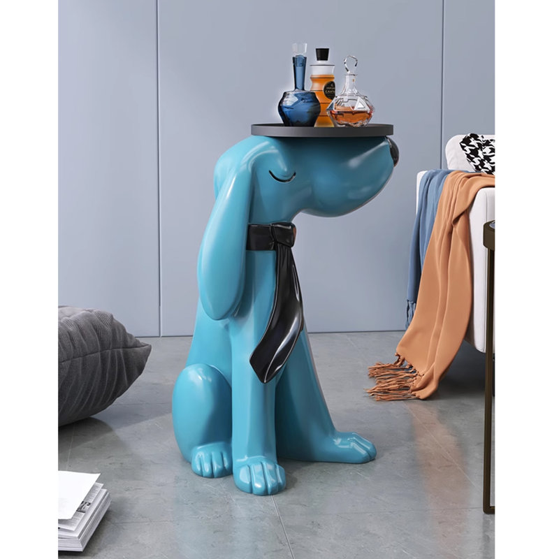 Ornement pour grand chien en résine avec plateau, Vert