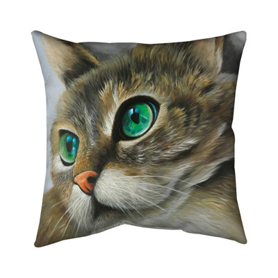 Peaceful cat portrait - 18"x18" Throw pillow cover - Poly twill - Print on demand