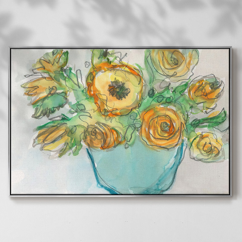 " Spring Floral Accent II ", 25" H x 37" W x 2" D, Silver Framed Canvas
